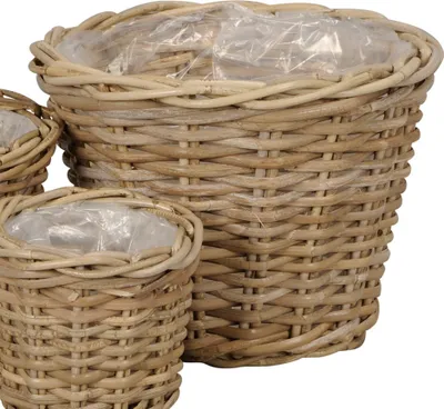 Produktbild von Pflanzkorb BASKET grau braun D32cm Rattankorb Kooboo Farmhouse Deko - GROSS
