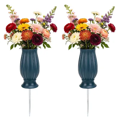 Grabvasen-Set 2er, Kunststoff, 35 cm, mit Erdspieß