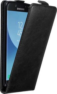 Produktbild von Cadorabo Hülle für Samsung Galaxy J7 2017 Schutz Hülle in Schwarz Flip Etui Handyhülle Case Cover