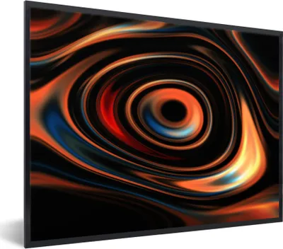 Produktbild von MuchoWow® MuchoWow® Gerahmtes Poster Kreis - Muster - Orange 80x60 cm - Poster mit zchwarzem Bilderrahmen - Schwarzem - Mit Gestell