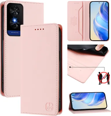 Produktbild von Lederhülle für TCL 50 5G/TCL 50 XE NxtPaper/TCL 50 XE 5G Hülle Flip Brieftasche Kartenfächern Ständer Schutzhülle Pink