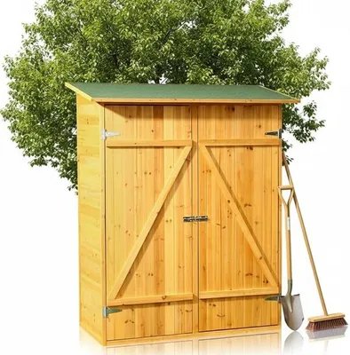 Imagen del producto de Casa para herramientas, cobertizo para herramientas, armario de jardín, 162x140x75 cm, madera, color marrón