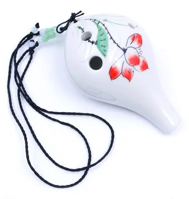 Immagine prodotto di Ocarina in ceramica, tonalità Alto C, modello "Lotus", con 6 fori, dipinta a mano