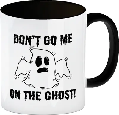 Produktbild von Kaffeebecher Schwarz mit witzigem Geistermotiv und Spruch - Don't go me on the