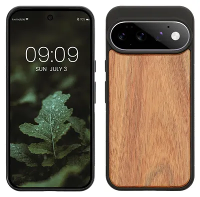 Produktbild von kwmobile Handyhülle für Google Pixel 11 Pro Hülle Holz - Case mit TPU Bumper - Stoßfestes Hardcase - Schutzhülle Cover in Vintage Braun Braun