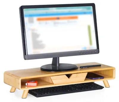 Produktbild von Monitorständer mit Schublade - Bambus, ergonomisches Design