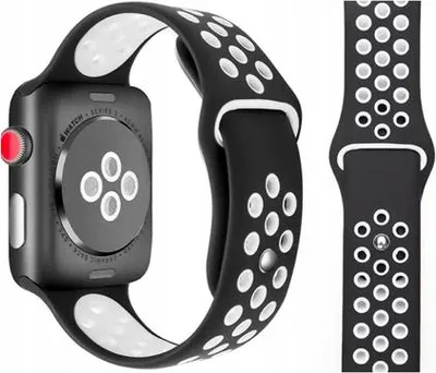 Produktbild von Sportarmband für Apple Watch 2 3 4 5 6 7 8 SE 9 42/44 MM Schwarz - Weiß