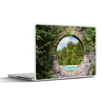 Produktbild von MuchoWow® Laptop Aufkleber Sticker Cover Durchblick - Palme - Tropen - Strand - Meer 31x22.5 cm - Laptop-Deko