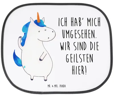Produktbild von Mr. & Mrs. Panda Sonnenschutz Fenster Auto Einhorn Mann - Weiß - Geschenk, Familie, autofenster, Unicorn, Cool, BFF, Sonnenblende, Autoscheiben, Einhörner