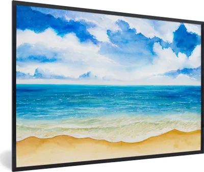 Produktbild von MuchoWow® MuchoWow® Gerahmtes Poster Strand - Meer - Himmel 60x40 cm - Poster mit zchwarzem Bilderrahmen - Printing - Wanddeko Schlafzimmer