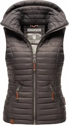 Produktbild von Navahoo Damen Weste Steppweste Kapuze Übergangsjacke Steppjacke Shadaa Anthrazit Gr. 34- XS