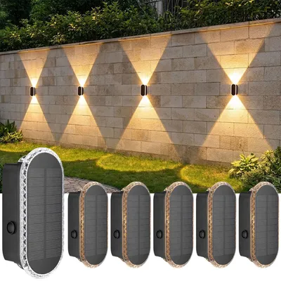 Produktbild von Solar Wandleuchten für Außen Garten: 6-Stück Solarlampen Aussen Up und Down