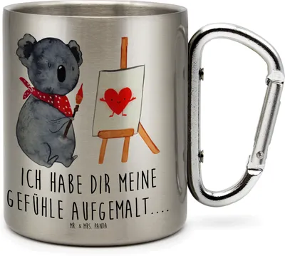 Produktbild von Mr. & Mrs. Panda Thermobecher Koala Künstler - Transparent - Geschenk, Zeichnen, Edelstahlbecher, Isolierbecher, Gefühle, Teetasse, Liebe, Teebecher, Liebesgeschenk