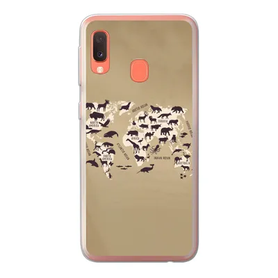 Produktbild von MuchoWow® Handyhülle Schutzhülle Hülle für Samsung Galaxy A20e Weltkarte - Tiere - Braun Silikon Softcase Handy Hülle - Abdeckung