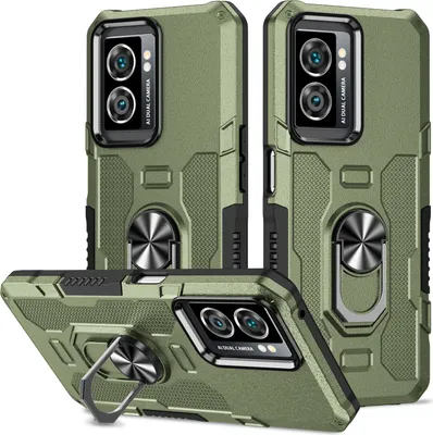 Obrázek produktu pro OPPO A57 Case, Dual Layer Rugged Armour Ring Holder Stand Ochranné pouzdro pro OPPO A57 5G/4G Green