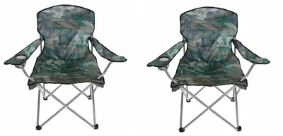 Produktbild von 2'er Set Comfort Anglersessel Campingstuhl mit Getränkehalter Tasche Camouflage