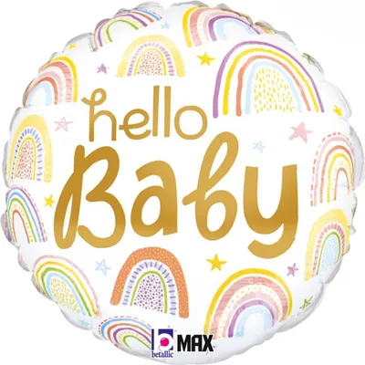 Produktbild von 18"/Ø46cm Folienballon Regenbogen "Hello Baby"