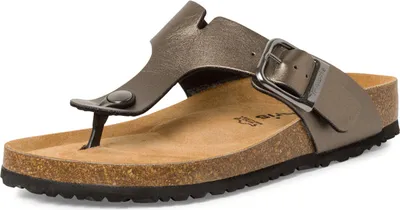 Produktbild von Tamaris Damen Pantolette Zehentrenner mit Tieffußbett aus Leder 1-27522-42, Größe:42 EU, Farbe:Grau