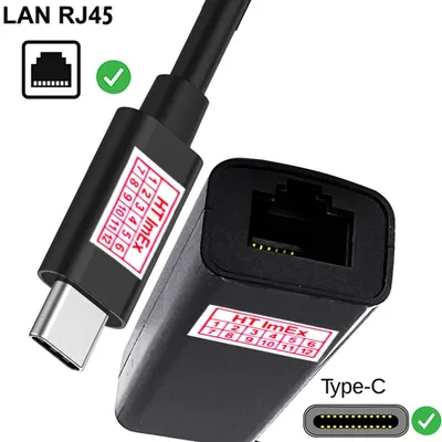 Produktbild von Schwarz USB C auf LAN Adapter Kabel Netzwerk Ethernet Konverter 100 Mbit RJ45