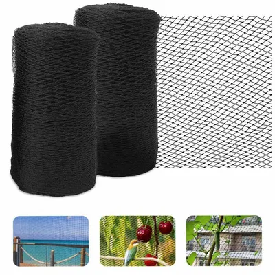 Zdjęcie produktu dla Siatka ochronna dla ptaków, nylon, czarna, 4x10 metrów, zestaw 2 sztuk