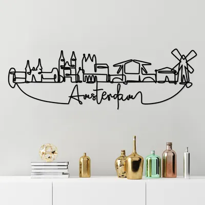 Produktbild von Wallity, Amsterdam, Wanddeko, Schwarz, Metall, 120 x 39 x 1,5 cm