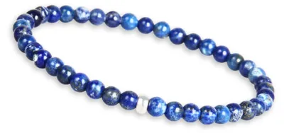 Produktbild von GD GOOD.designs Lapislazuli Perlenarmband Damen mit 4 mm Naturstein Perlen | 925 Silber Perle | Edelstein Armband | Kugelarmband