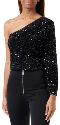 Produktbild von SIDONA Damen One-Shoulder-Pailletten Top 19525544-SI01, schwarz, S