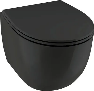 Obrázek produktu pro Závěsné WC Jungborn Two hluboké splachování bez splachovacího okraje se systémem splachování Turbo Flush matně černá s WC sedátkem