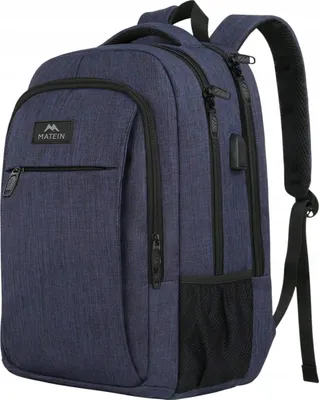 Zdjęcie produktu dla Matein Plecak Podróżny Turystyczny Niebieski Na Laptopa 15,6″ Z Portem Usb