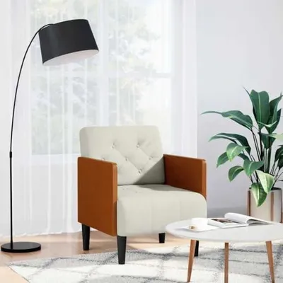 Produktbild von Sessel mit Armlehnen, cremefarben, 55 cm, aus Samt