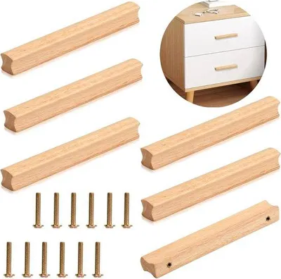 Produktbild von Massive Holzleisten - Küchen- und Ladegreifen - 6 Stück - Echtes Holz