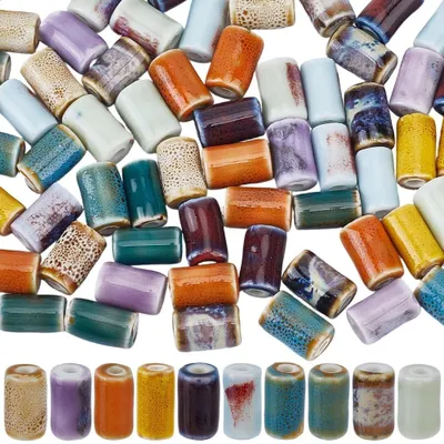Zdjęcie produktu dla 80 sztuk ceramicznych koralików w kształcie rurek do tworzenia biżuterii
