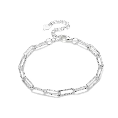 Produktbild von PANDACHARMS Silber Armband Große Funkelnde Gliederkette, 925er Sterling, Länge 16-21cm