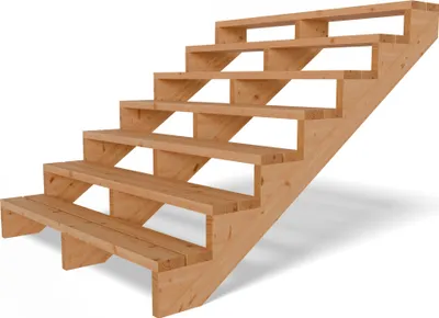 Produktbild von Terrassentreppe aus Lärche Treppe Stufen Wangentreppe Breite Größe: 7-stufig Breite: 150 cm