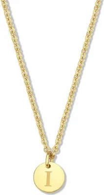 Imagen del producto de Colección CO88. Alfabeto. Modelo 8CN-26146. Collar de acero. Pendiente redondo de 7 mm. Letra "I". 38 + 7 cm. Joya con inicial. Color dorado