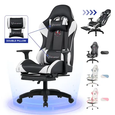 Produktbild von FOXSPORT Gaming Stuhl Bürostuhl Ergonomisch mit einklappbarer Fußstütze+Lendenkissen+ Kopfstütze+flexiblen Armlehnen Computerstuhl bis 150kg Schwarz