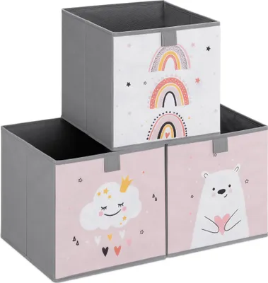 Produktbild von Navaris 3x Spielzeugkiste Aufbewahrungsbox Kinder - 28x28x28cm - Aufbewahrung Kinderzimmer - Aufbewahrungsbox Kinderzimmer Boxen Kinder - Toy Box