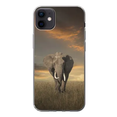 Produktbild von MuchoWow® Handyhülle Schutzhülle Hülle für iPhone 12 mini Elefant - Tiere - Gras - Natur Silikon Softcase Handy Hülle - Bild