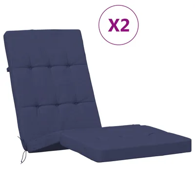 Image de vidaXL - 2 coussins d'extérieur, tissu bleu marine, 180 x 55 x 7 cm