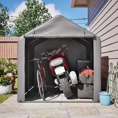 Produktbild von Fahrrad-Garage 160x220x165, Rolltor, Stahlgestell, wasserdichtes PE, wetterfest