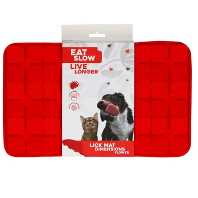 Obrázok produktu pre Podložka na lízanie Eat Slow Live Longer Kvetina červená, rozmery: 21 x 34 cm
