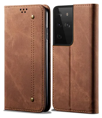Obrázek produktu pro Galaxy S21 Ultra 5G Pouzdro, Kožené Peněženkové Pouzdro s Magnetickým Uzavíráním a Stojánkem pro Samsung Galaxy S21 Ultra 5G Hnědý