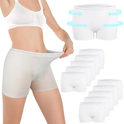 Produktbild von PromoHome® Mesh Wegwerp Unterhosen Set Nach der Geburt - 10 Stück Elastische Hohe Taille Postpartum Unterwäsche Größe L - Weiß