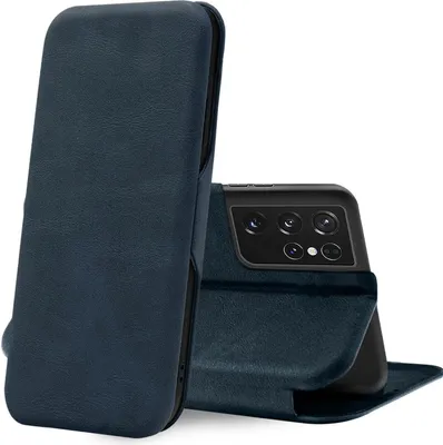 Produktbild von Conie Retro Klapp Tasche für Samsung Galaxy S21 Ultra Kartenfach Hülle Rundumschutz in Blau