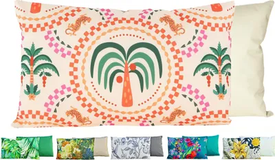 Produktbild von JACK Outdoor Lounge Kissen 30x50cm Motiv Dekokissen inkl. Füllung Wasserfest Sitzkissen Garten Stuhl, Farbe:Palmengarten