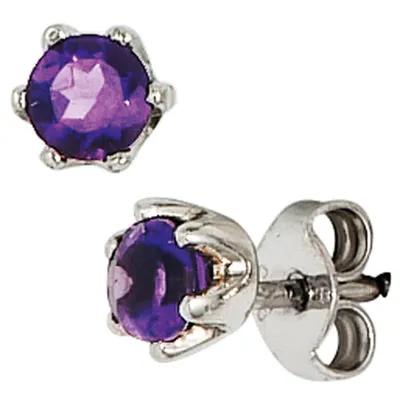 Produktbild von Ohrstecker Stecker Amethyst lila violett 925 Silber rhodiniert Damen