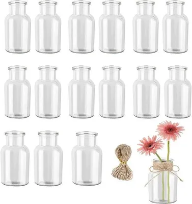 Produktbild von Famanu Blumenvasen Set 16 Stück - 125 ml, transparente Glasvasen