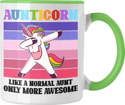 Produktbild von Trendation - Tante Geschenk Tasse Lustiger Spruch Aunticorn Geschenkidee für Beste Tante (Grün)