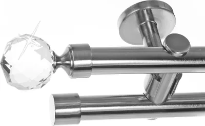 Produktbild von Edelstahl Look Gardinenstange Ø 20mm Deckenträger 2-läufig zweiläufig Deckenbefestigung Kristall D41 E87E30 RR