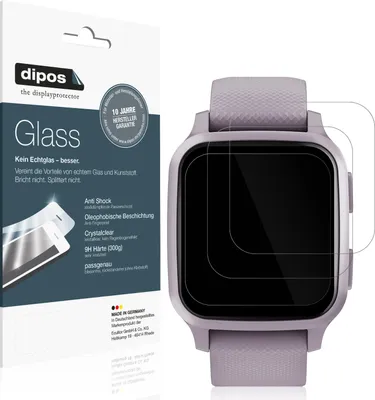 Produktbild von 2x Schutzfolie für Garmin Venu Sq 2 - Anti-Shock 9H Folie dipos Glass Kunststoffglas